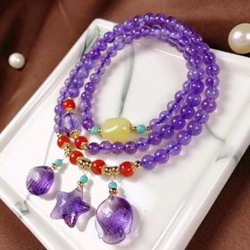 紫水晶蜜蜡3圈手串