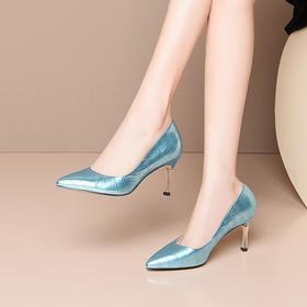 OLD-H2117新款时尚尖头浅口真皮细高跟鞋