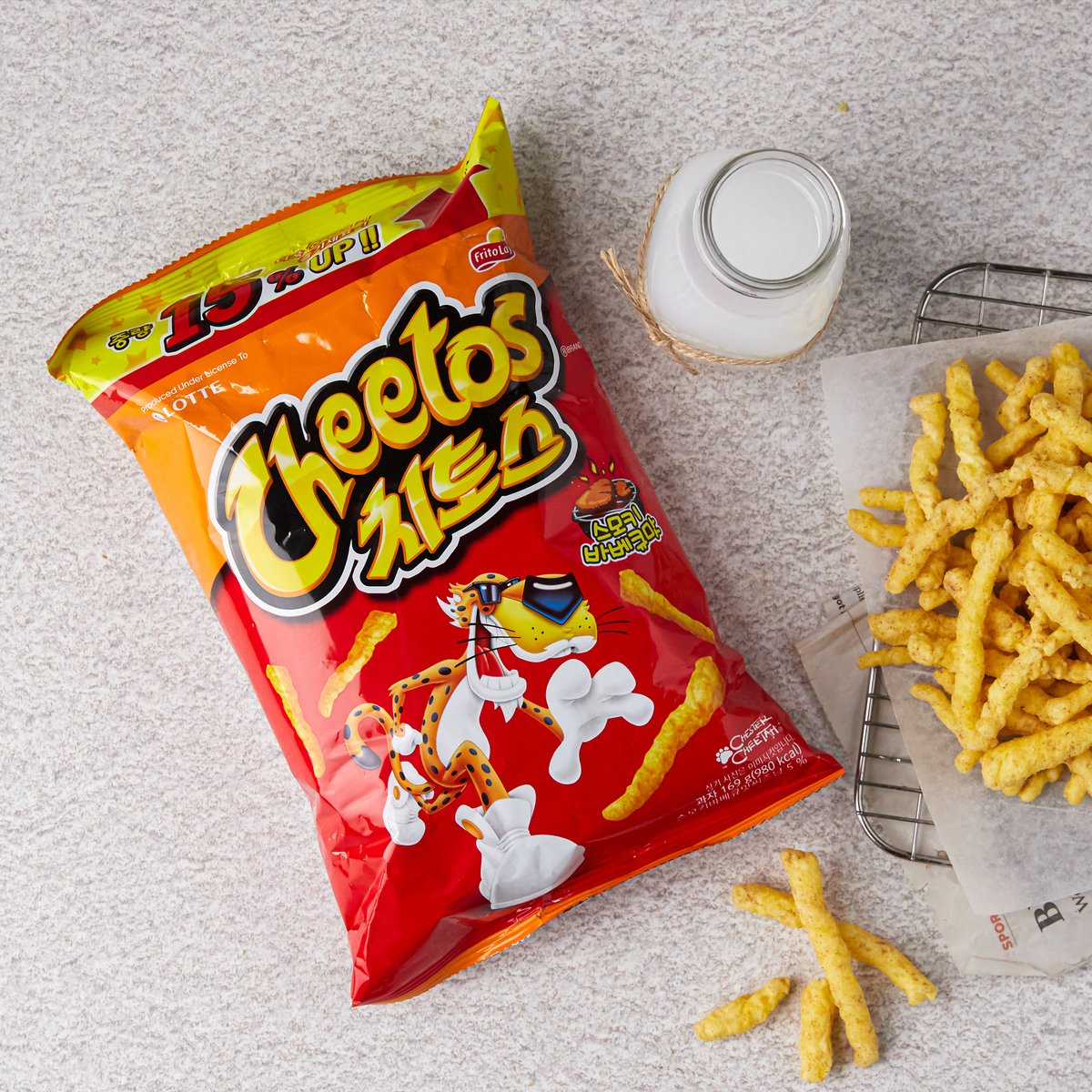 lottecheetossmokybarbecueflavor169g烧烤味膨化小吃