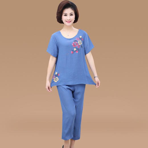 MQ-DF203夏季新款宽松短袖丝麻两件套套装YY 商品图2