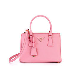 PRADA 普拉达 女士 Galleria 迷你 Saffiano 皮革珐琅金属三角形徽标手提包 粉色 1BA896 NZV F0442 OOO
