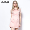 VIMAGE纬漫纪夏季新款女装网纱拼接娃娃领简约短袖连衣裙子V03070068 商品缩略图0