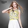 VIMAGE纬漫纪夏款女装花色雪纺上衣动物图案印花无袖雪纺衫 女V03090024 商品缩略图2