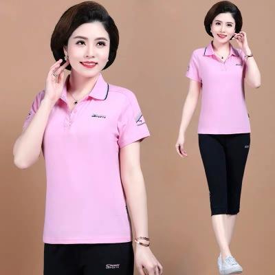 SP-3325-BNF减龄妈妈夏装  短袖t恤女中老年女装运动两件套装 商品图4