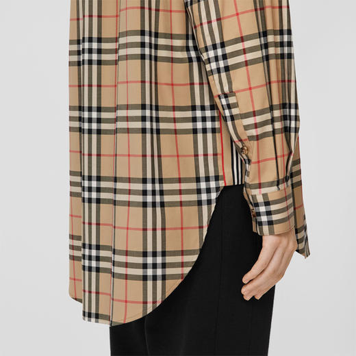 【三】BURBERRY 巴宝莉 女士 Vintage 格纹弹力棉质宽松长袖衬衫 8022285 A7028 商品图4