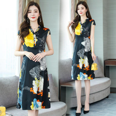 ASE-2285真丝印花连衣裙 商品图1