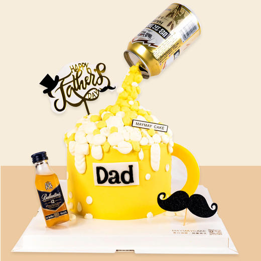 3361“一起哈啤”黄底水果蛋糕 商品图0