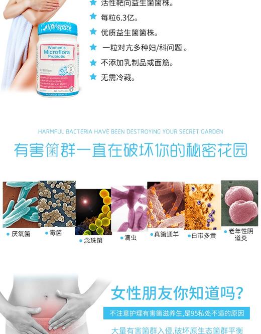 现货  lifespace妇科益生菌女性私处护理乳酸杆菌调理调节胶囊60粒，广东发货 商品图1