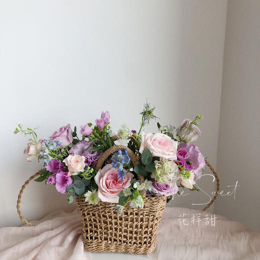 花艺 草编背包花篮 商品图0