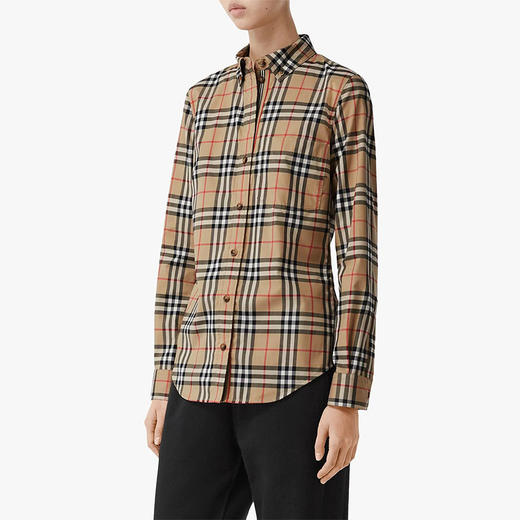 【一】BURBERRY 巴宝莉 女士领尖扣衣领 Vintage 格纹棉质长袖衬衫 8022284 A7028 商品图2