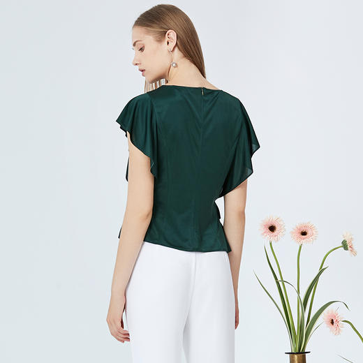 EITIE爱特爱夏季时尚洋气不对称捏褶设计小上衣女B2013436 商品图8