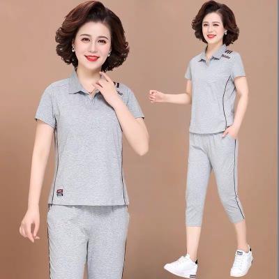 SP-3325-BNF减龄妈妈夏装  短袖t恤女中老年女装运动两件套装 商品图2