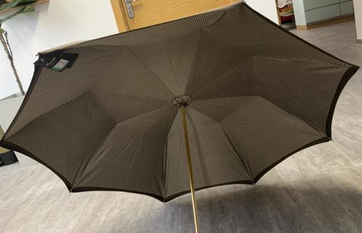 pasotti 双层棕色伞面条纹印花长颈鹿手柄