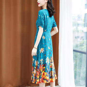 SMJR8202671真丝连衣裙V领桑蚕丝印花 商品图3