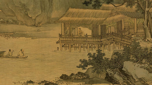 【定制书画】（明）唐寅《溪山渔隐图》绢本 手卷 馆藏书画高仿复制艺术品（付款后28天内发货） 商品图0