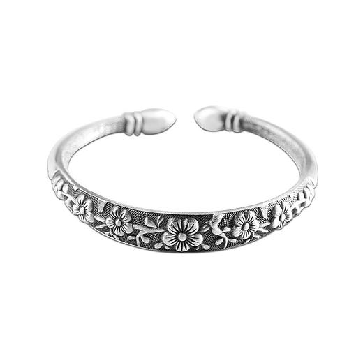 YP-sz58053复古风女式做旧开口手镯 梅花 内刻心经 商品图4