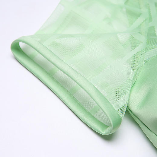 VIMAGE纬漫纪夏季新款女装网纱拼接娃娃领简约短袖连衣裙子V03070068 商品图3