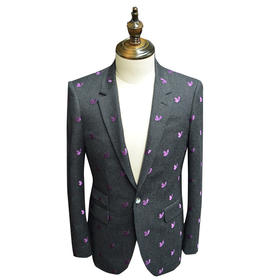 Marco Azzali 灰色蝴蝶绣花西服 A3703400