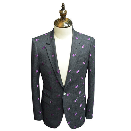 Marco Azzali 灰色蝴蝶绣花西服 A3703400 商品图0