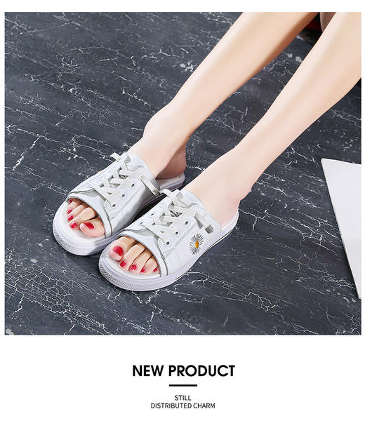 HS-999-2小雏菊外穿居家 新款百搭一脚蹬懒人平底半拖鞋 商品图3