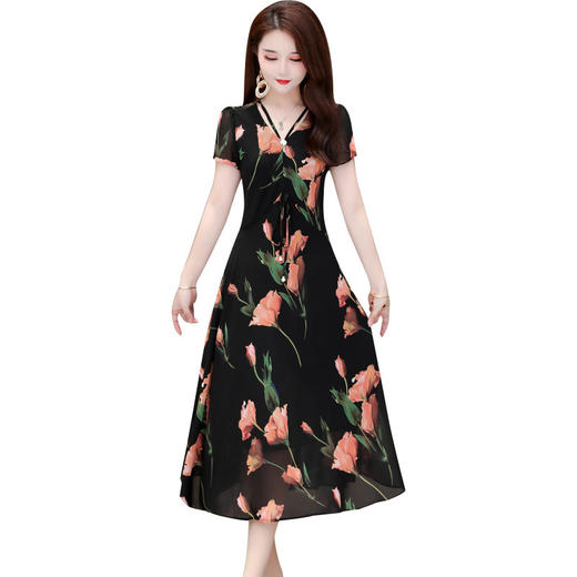 YWE-SJ20B2018夏季新款韩版A字连衣裙印花时尚中长款 商品图4