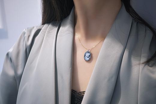 18k金cameo海水珍珠吊坠