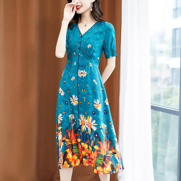 SMJR8202671真丝连衣裙V领桑蚕丝印花 商品图2