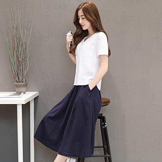 WZNH-DSKJ1880-2夏季女装新款时髦两件套裙亚麻气质中长款 商品图3