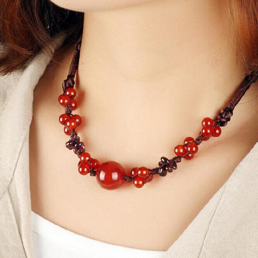 NC01500363红玛瑙石波西米亚玛瑙锁骨链 商品图0