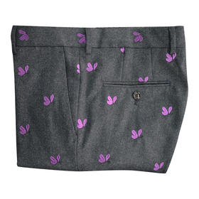 Marco Azzali 灰色蝴蝶绣花西裤 Q3703401