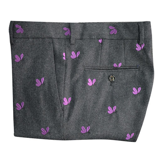 Marco Azzali 灰色蝴蝶绣花西裤 Q3703401 商品图0