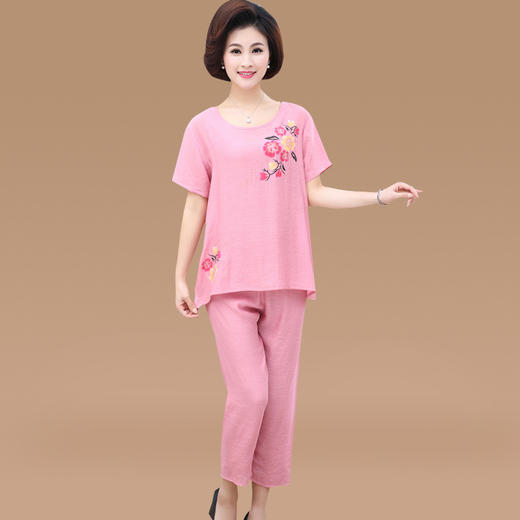 MQ-DF203夏季新款宽松短袖丝麻两件套套装YY 商品图1