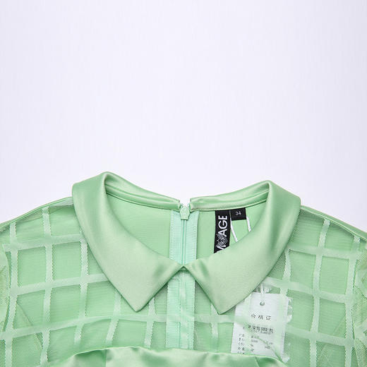 VIMAGE纬漫纪夏季新款女装网纱拼接娃娃领简约短袖连衣裙子V03070068 商品图2