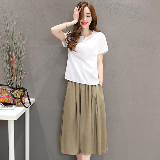 WZNH-DSKJ1880-2夏季女装新款时髦两件套裙亚麻气质中长款 商品图4