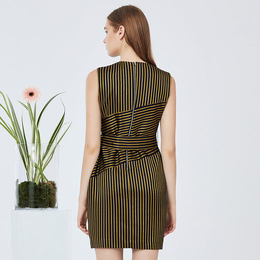 EITIE爱特爱春季系带束腰无袖优雅条纹显瘦连衣裙B20074124 商品图2