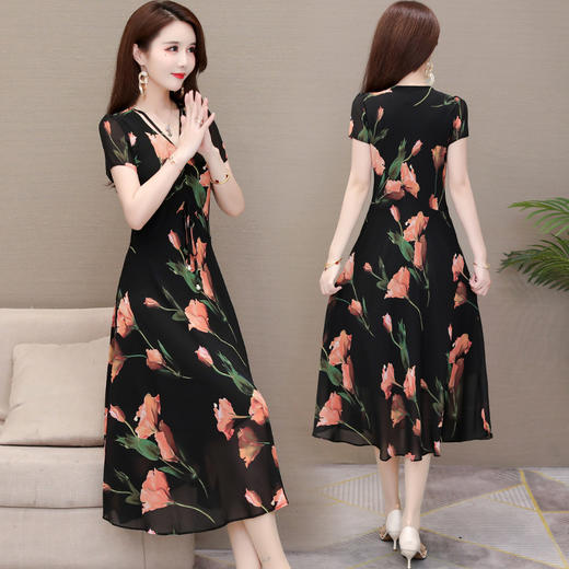 YWE-SJ20B2018夏季新款韩版A字连衣裙印花时尚中长款 商品图2