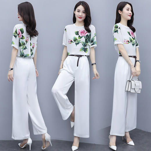 WZNH-SLYS9A59新品数码定位印花+醇酸缎面阔腿裤两件套 商品图1