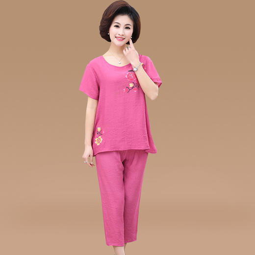 MQ-DF203夏季新款宽松短袖丝麻两件套套装YY 商品图3