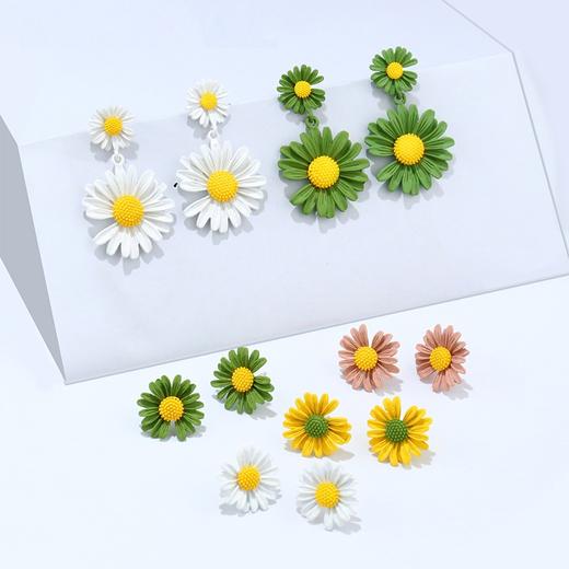 六鑫珠宝gd权志龙小雏菊耳环2020新款潮网红清新气质