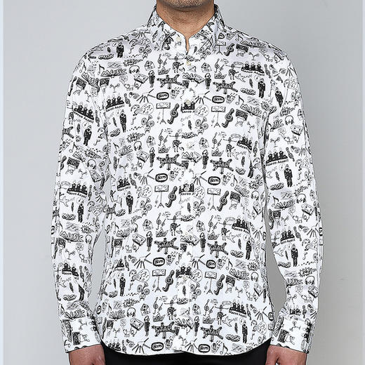 Marco Azzali 黑白数码印花衬衫 C3702300 商品图0