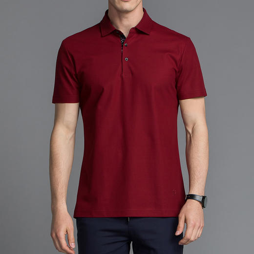 Marco Azzali 酒红色纯棉短袖POLO衫 T5057900 商品图0