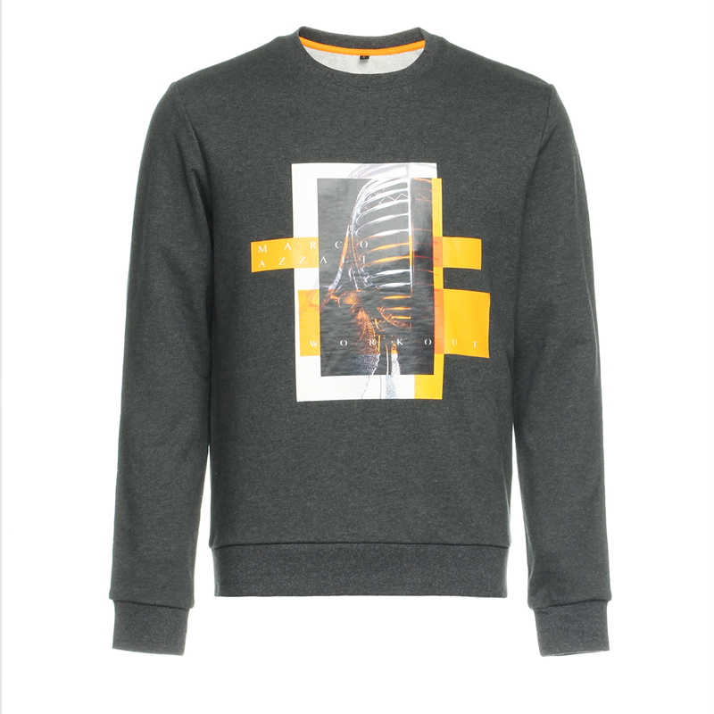 Marco Azzali 深灰色胶印长袖T恤卫衣 T3981400