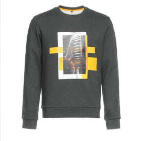 Marco Azzali 深灰色胶印长袖T恤卫衣 T3981400