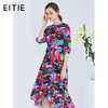 EITIE爱特爱女装夏季新款五分袖优雅不规则印花连衣裙中长款5907636 商品缩略图5
