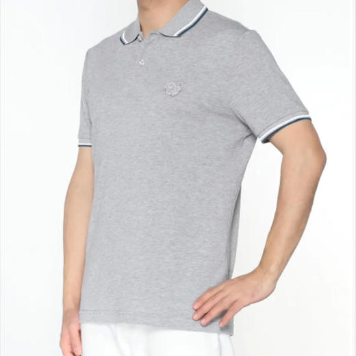 Marco Azzali 灰色小豹头刺绣POLO衫 T5259400 商品图0