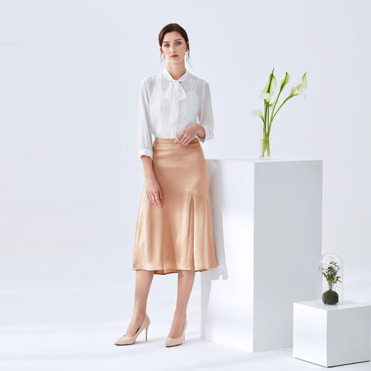 EITIE爱特爱纯色中长A字半裙6106809 商品图1