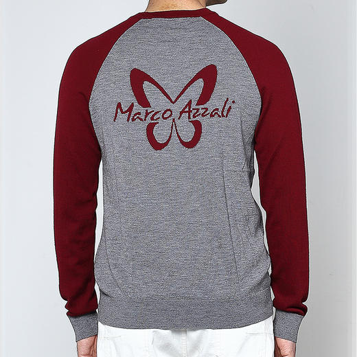 Marco Azzali 灰色撞暗红圆领毛衫 K3706900 商品图2