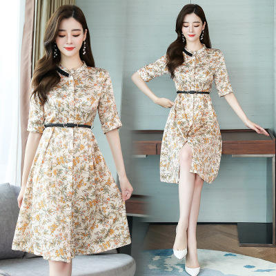 ASE-2286新品 印花真丝连衣裙 商品图4