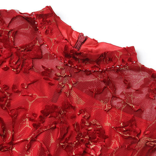 YZL-222中式气质丝绒烧花两件套连衣裙妈妈装 商品图3