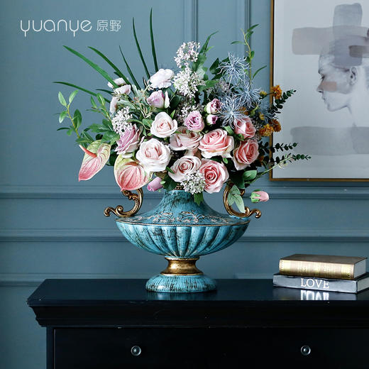 欧式美式轻奢高档仿真花假花摆件客厅玄关摆设自然风电视柜装饰花 商品图0